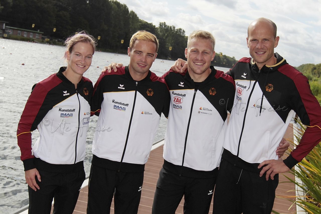 In WM-Laune: Caroline Arft, Tobias-Pascal Schultz, Max Rendschmidt und Max Hoff